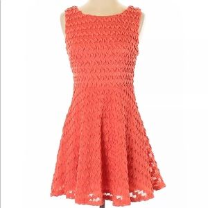Sans Souci Women Coral Fit Flare Party Dress Sz M